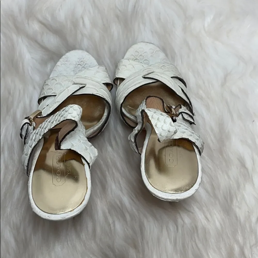 Coach Dani White Python‎ Platform Sandals Sz 5